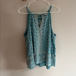 Sundance Halter Tank Womens Large Embroidered Boho Southwestern Blue